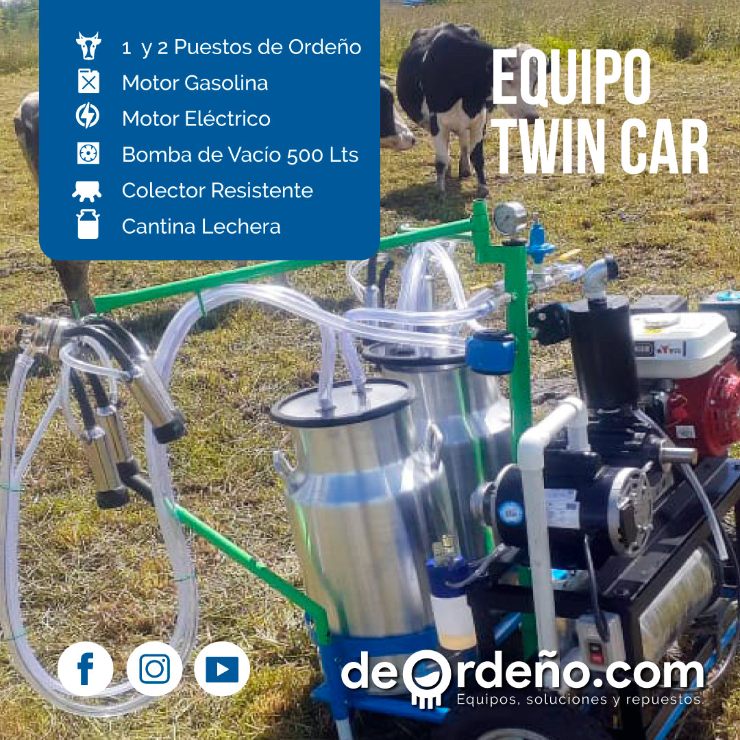 Equipo de Ordeño Twin Car 🐄 - 2 puestos Linea Premium + OBSEQUIOS + PAGUE AL RECIBIR 🚚